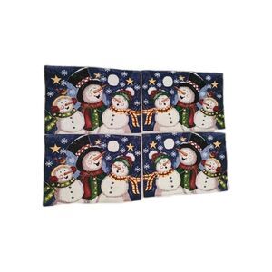 Windham Weavers Christmas Snowman Singing Tapestry Set Of 4 Woven Placemats